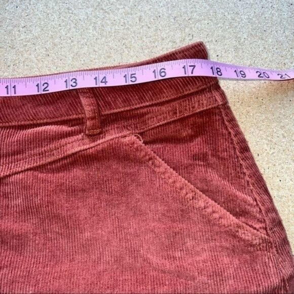 Rust Corduroy Mini Skirt With Front Zipper & Pockets Womens Size 17/33W - Picture 4 of 5